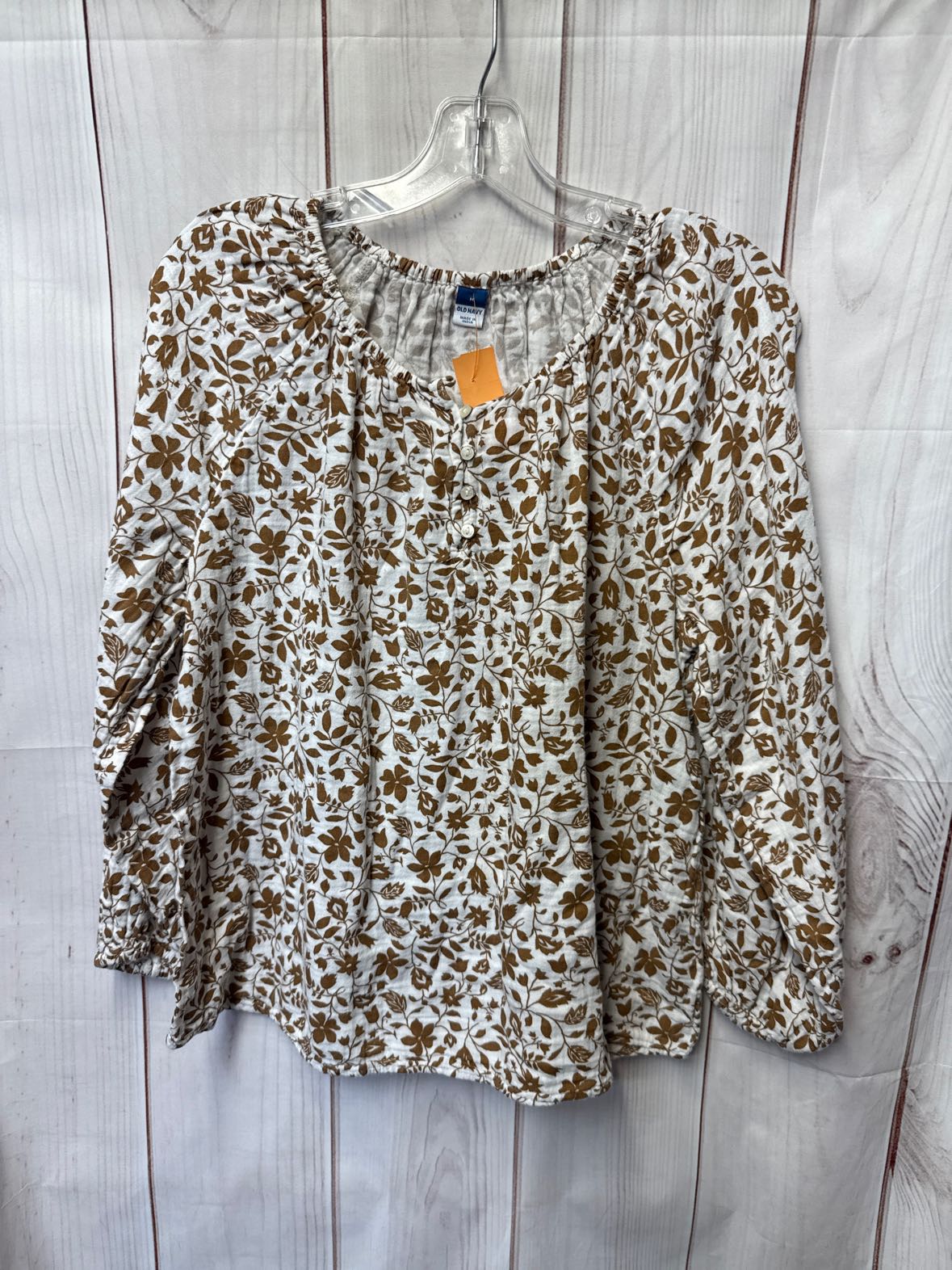 Old Navy Women's Size M White Floral Long Sleeve Top