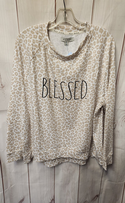 Rae Dunn Women's Size 1X Beige Animal Print Sweatshirt