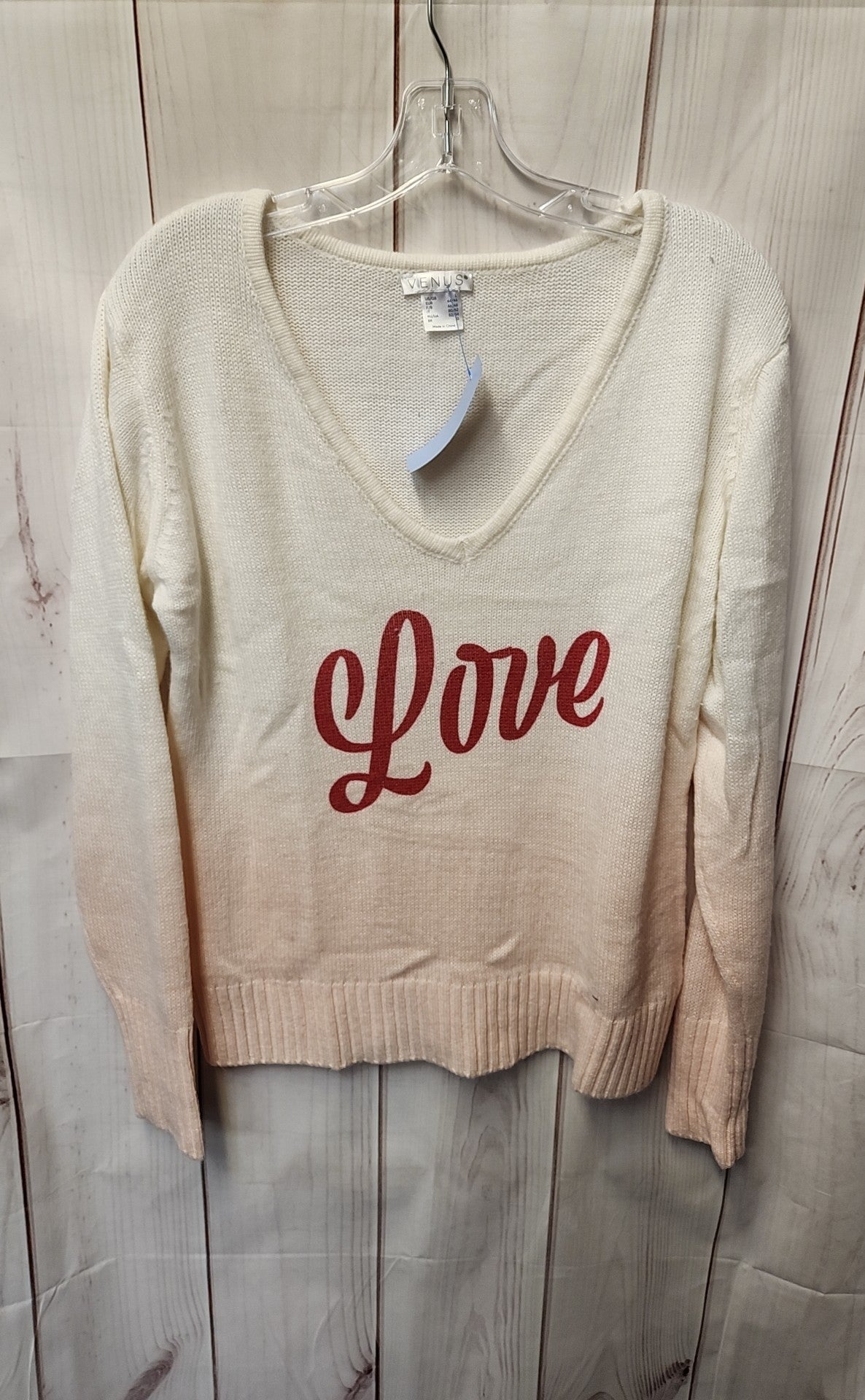 Venus Women's Size L White & Pink Sweater