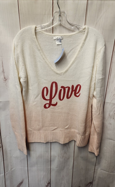 Venus Women's Size L White & Pink Sweater