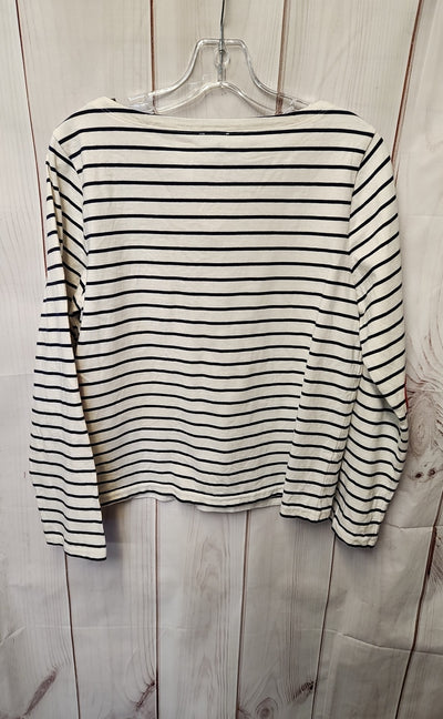 J Crew Women's Size M White & Blue Long Sleeve Top