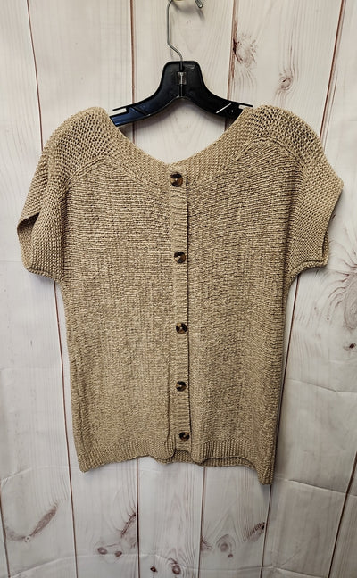 Cable & Gauge Women's Size S Brown Knit Short Sleeve Top
