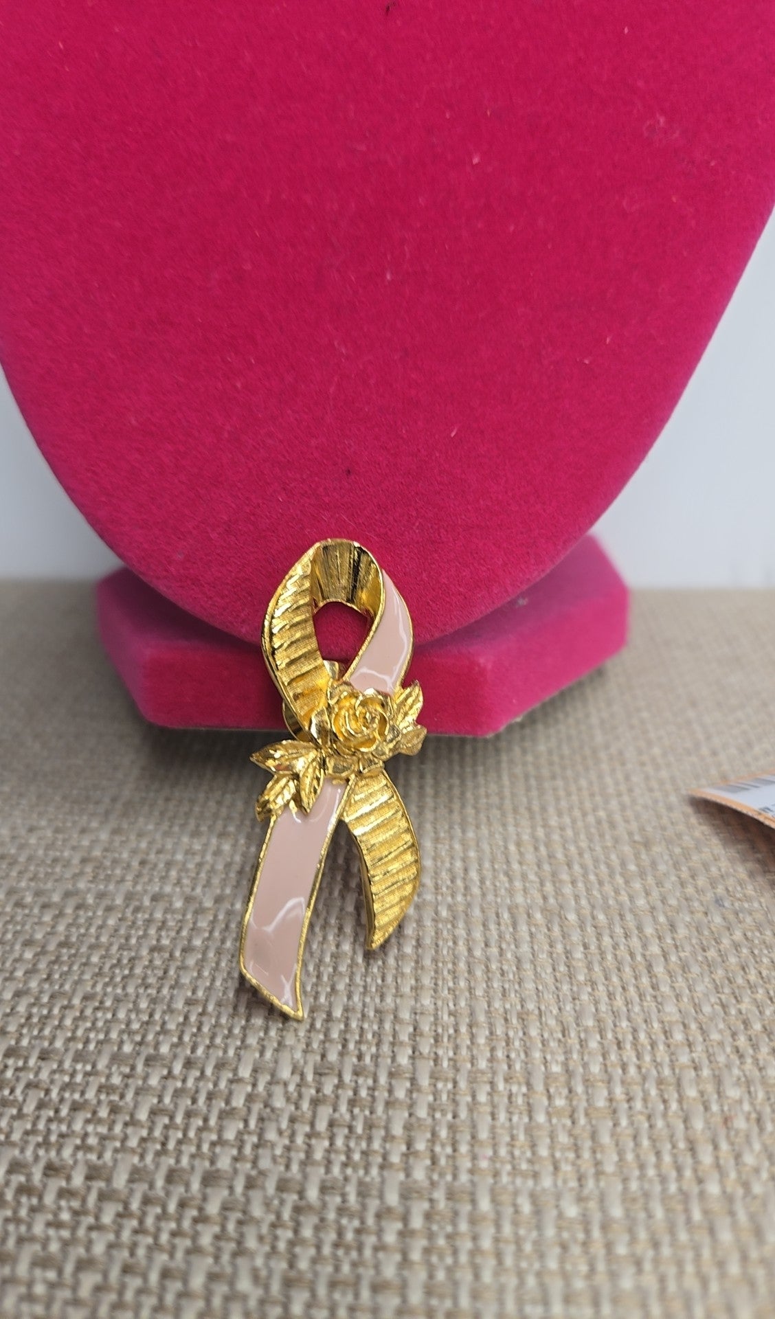 Avon Gold Ribbon Brooch Pin