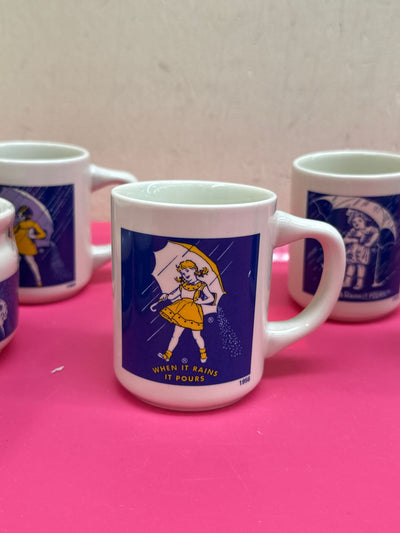 VTG 6PCS Morton Salt Set - 4 Mugs, 1 Cream, 1 Sugar