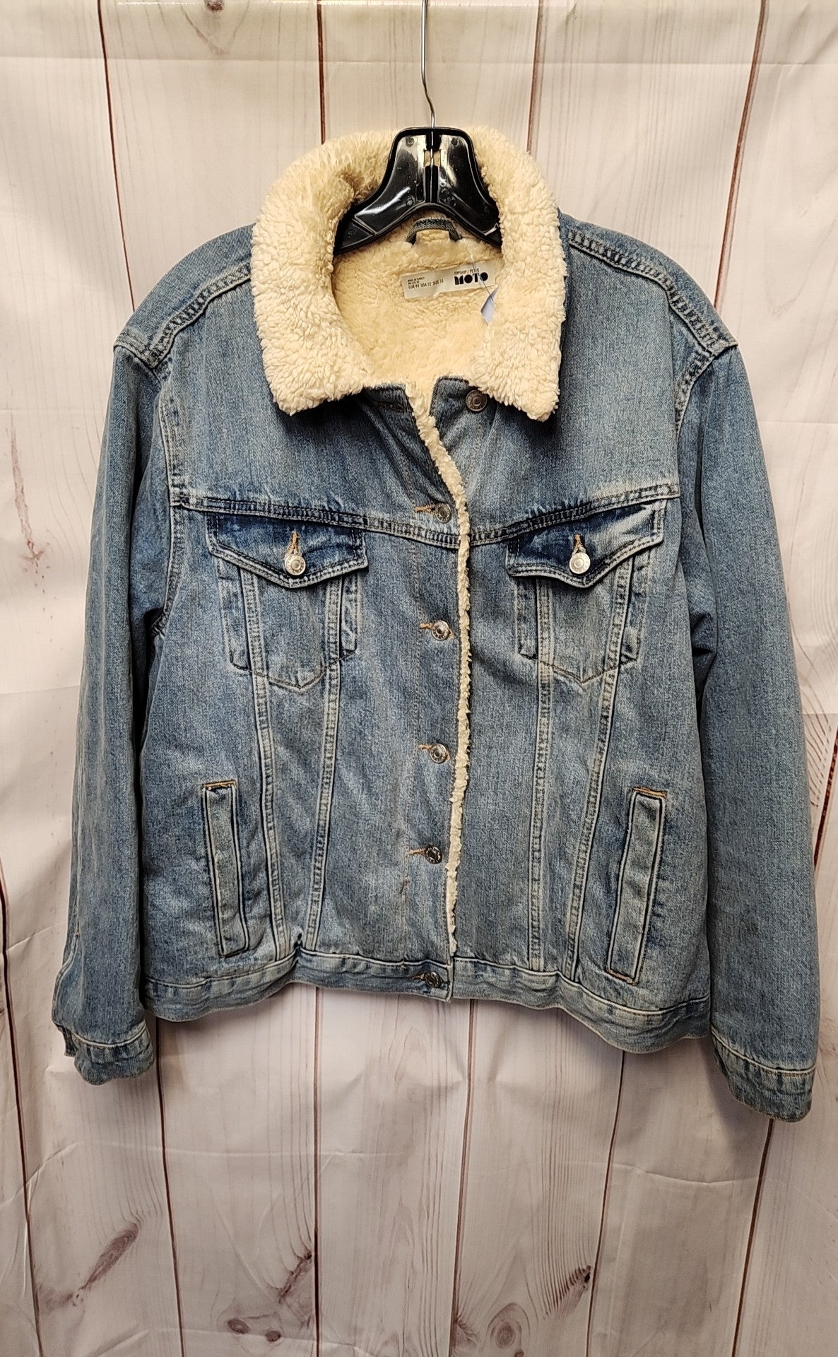 Topshop Women's Size 12 Petite Blue Jacket