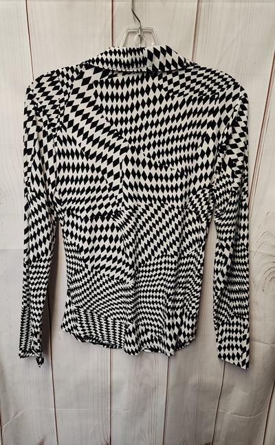 INC Women's Size S White & Black Long Sleeve Top
