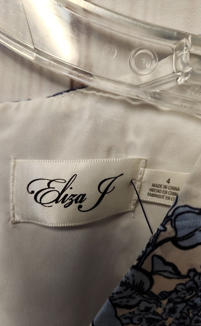 Eliza J Women's Size 4 White & Blue Floral Dress