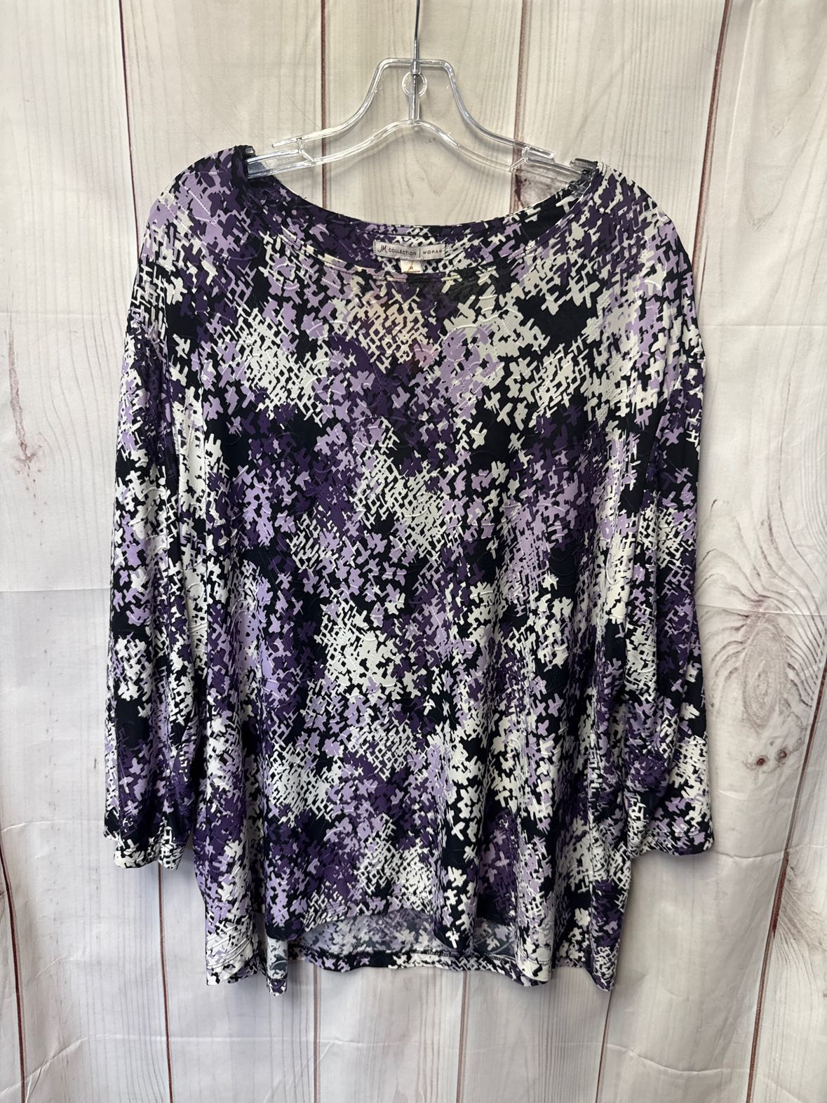 JM Collection Women's Size 3X Purple Floral 3/4 Sleeve Top