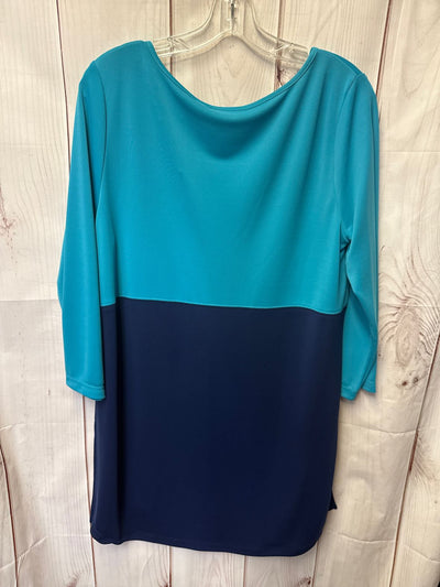 Susan Graver Women's Size M Blue Long Sleeve Top