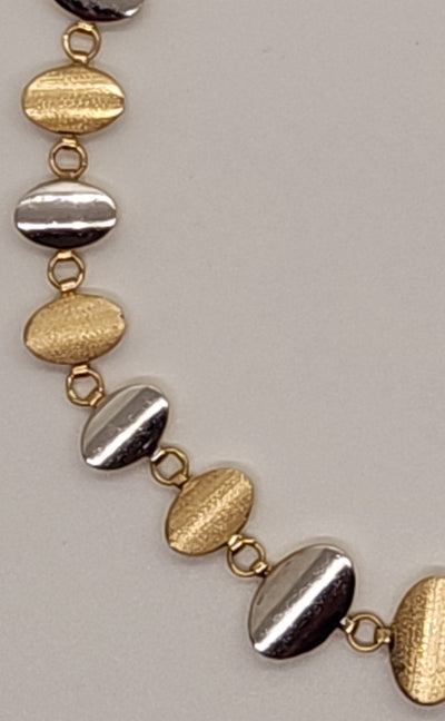 14K 585 Silver/White Gold & Gold 14K Gold Oval Necklace Reverisble 17" 19 Grams