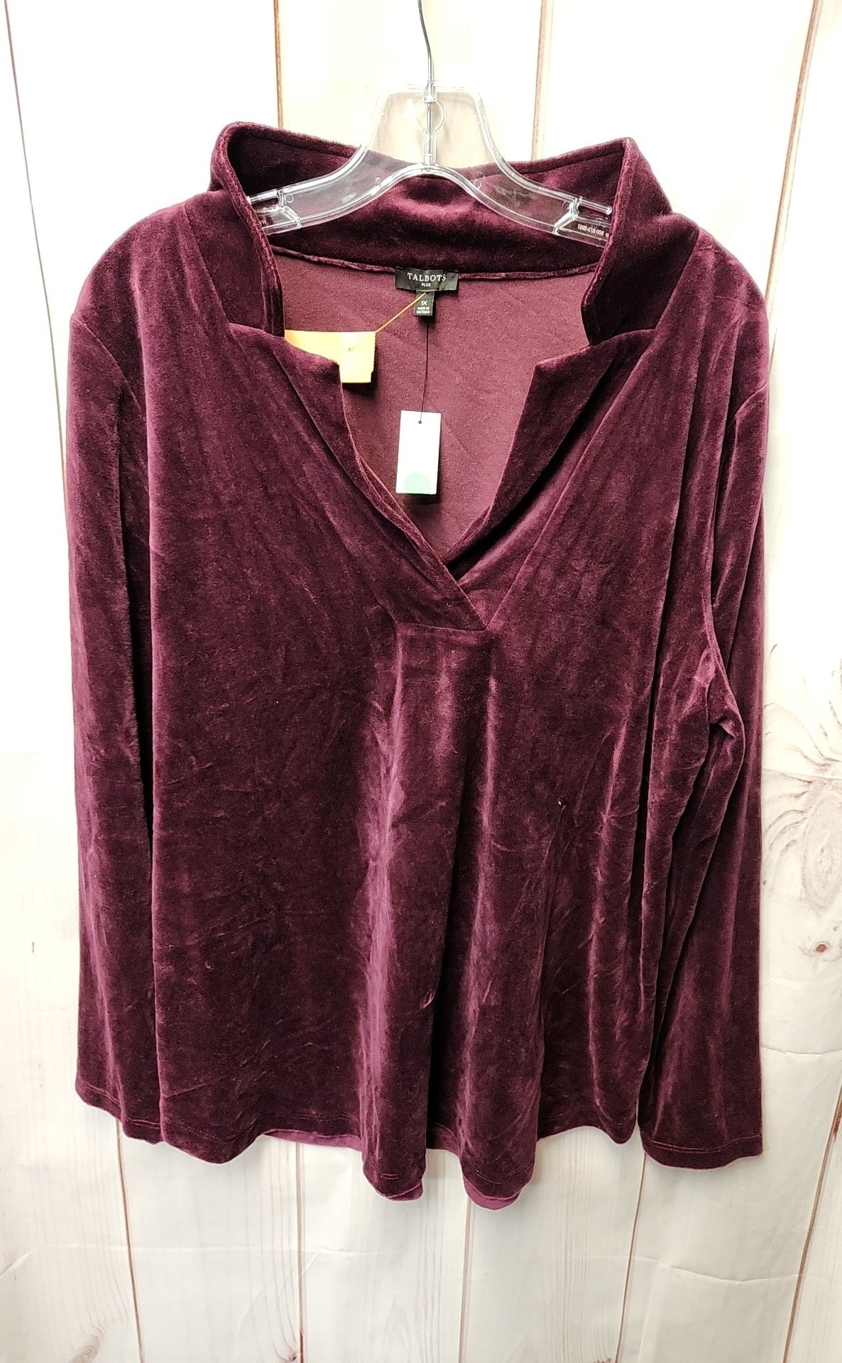 NWT Talbots Women's Size 1X Purple Velour Long Sleeve Top