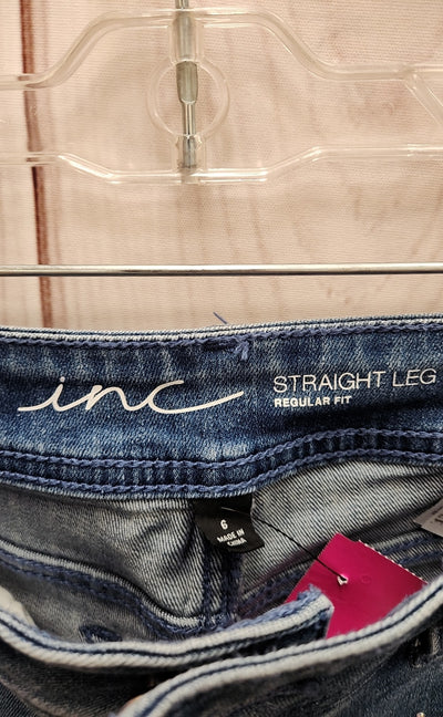 INC Women's Size 28 (5-6) Straight Leg Regular Fit Blue Jeans
