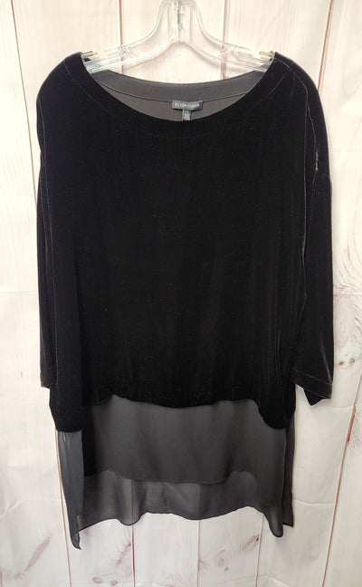 Eileen Fisher Women's Size M Black Velour Long Sleeve Top