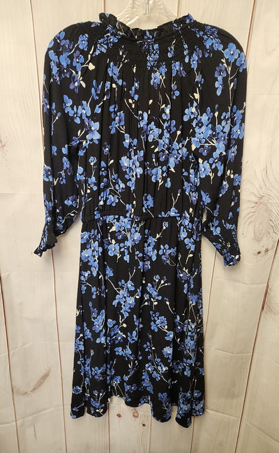 NWT Talbots Women's Size S Petite Black & Blue Floral Dress
