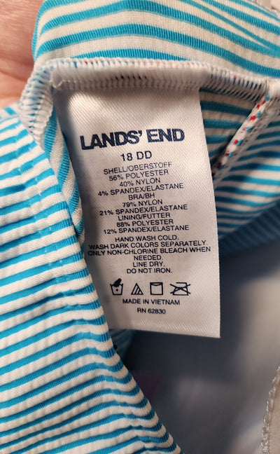 NWT Lands End Women's Size 18 DD Blue Swim Top