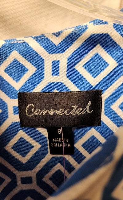 Connected Women's Size 8 Blue & White Dress