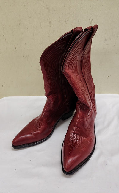 Laredo Women's Size 9-1/2 Red Leather Boots Shoes