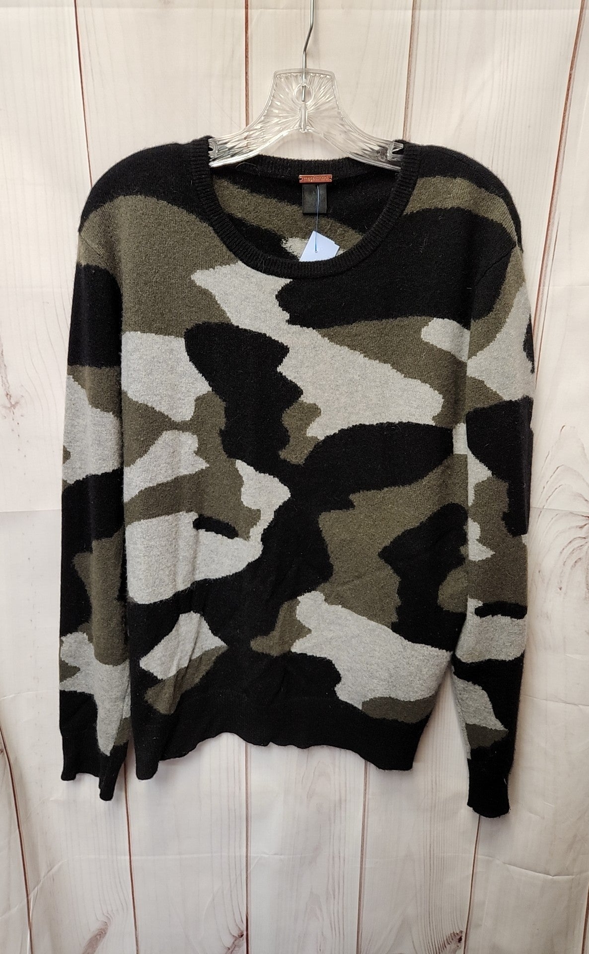 Magaschoni Women's Size L Black & Gray Cashmere Camo Sweater