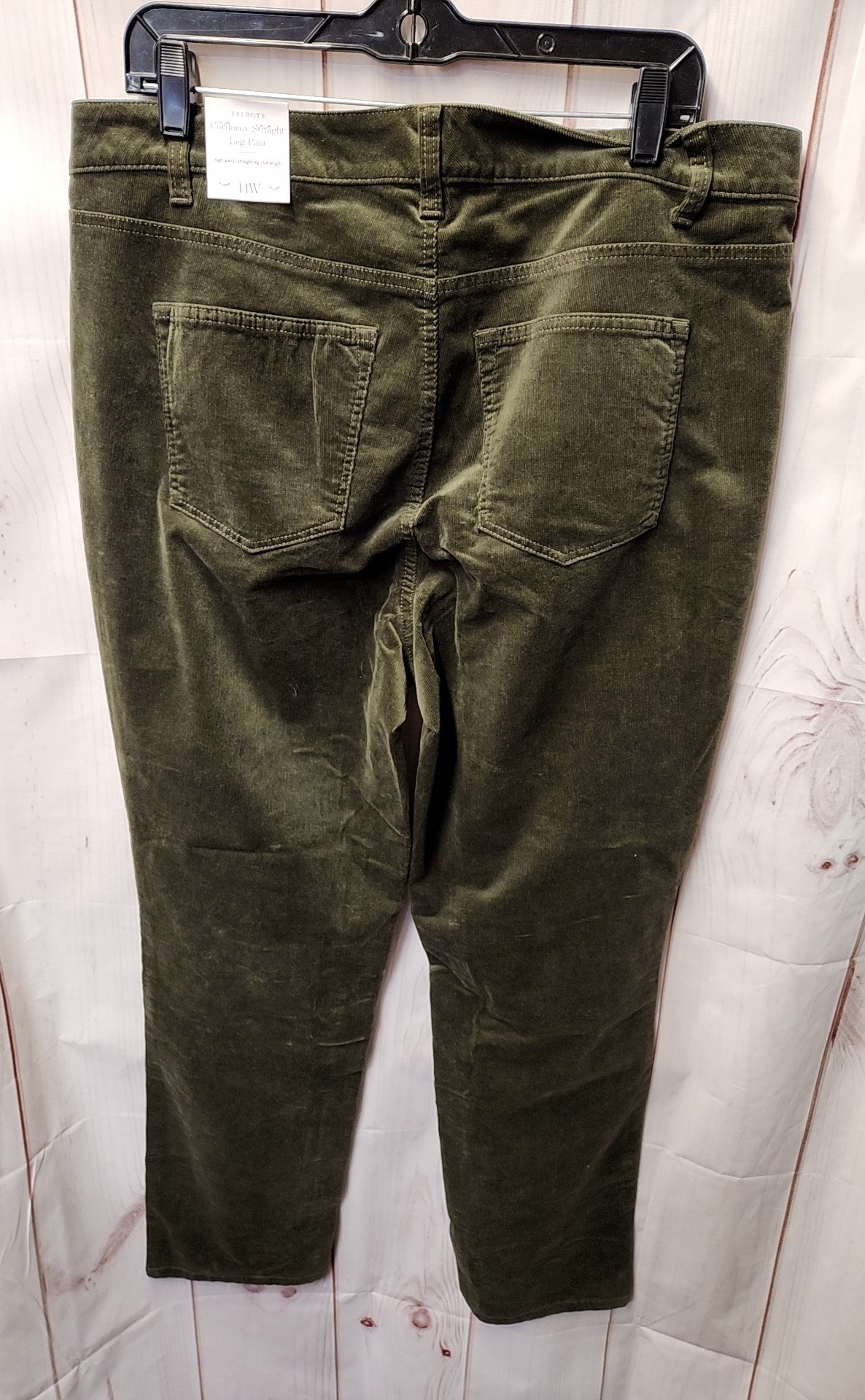 NWT Talbots Women's Size 14 Green Corduroy Straight Leg Pants