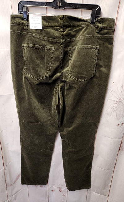 NWT Talbots Women's Size 14 Green Corduroy Straight Leg Pants