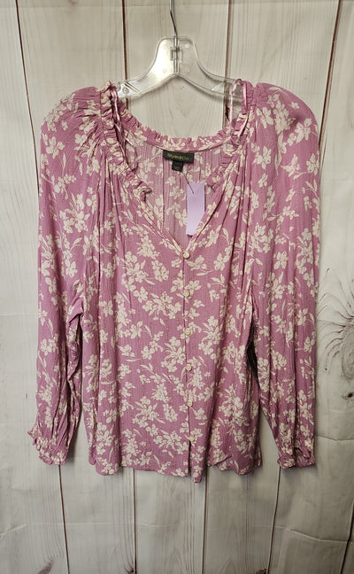 NWT Style & Co Women's Size L Pink Floral Long Sleeve Top