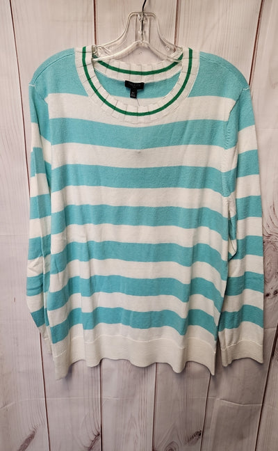 Talbots Women's Size 2X White & Blue Sweater