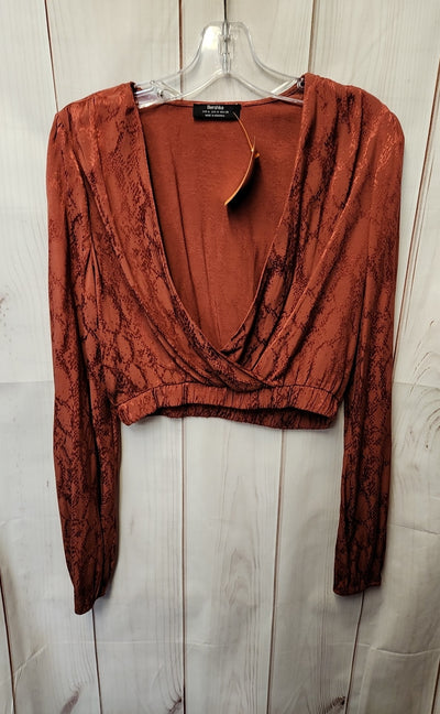 Bershka Women's Size M Red Long Sleeve Top