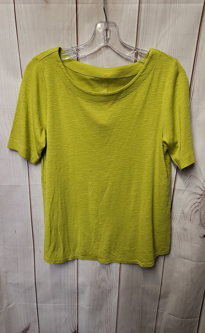 J Jill Women's Size S Petite Lime Green Short Sleeve Top