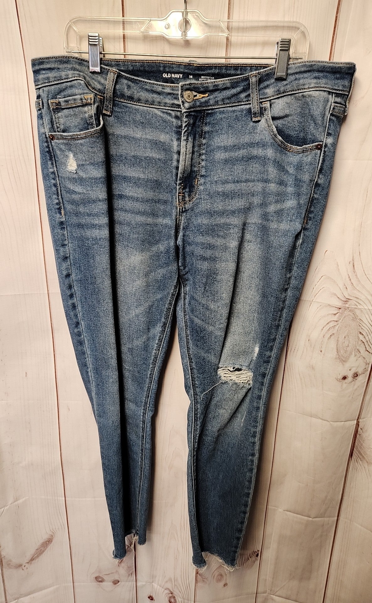 Old Navy Women's Size 32 (13-14) Blue Jeans Mid Rise Rockstar Super Skinny