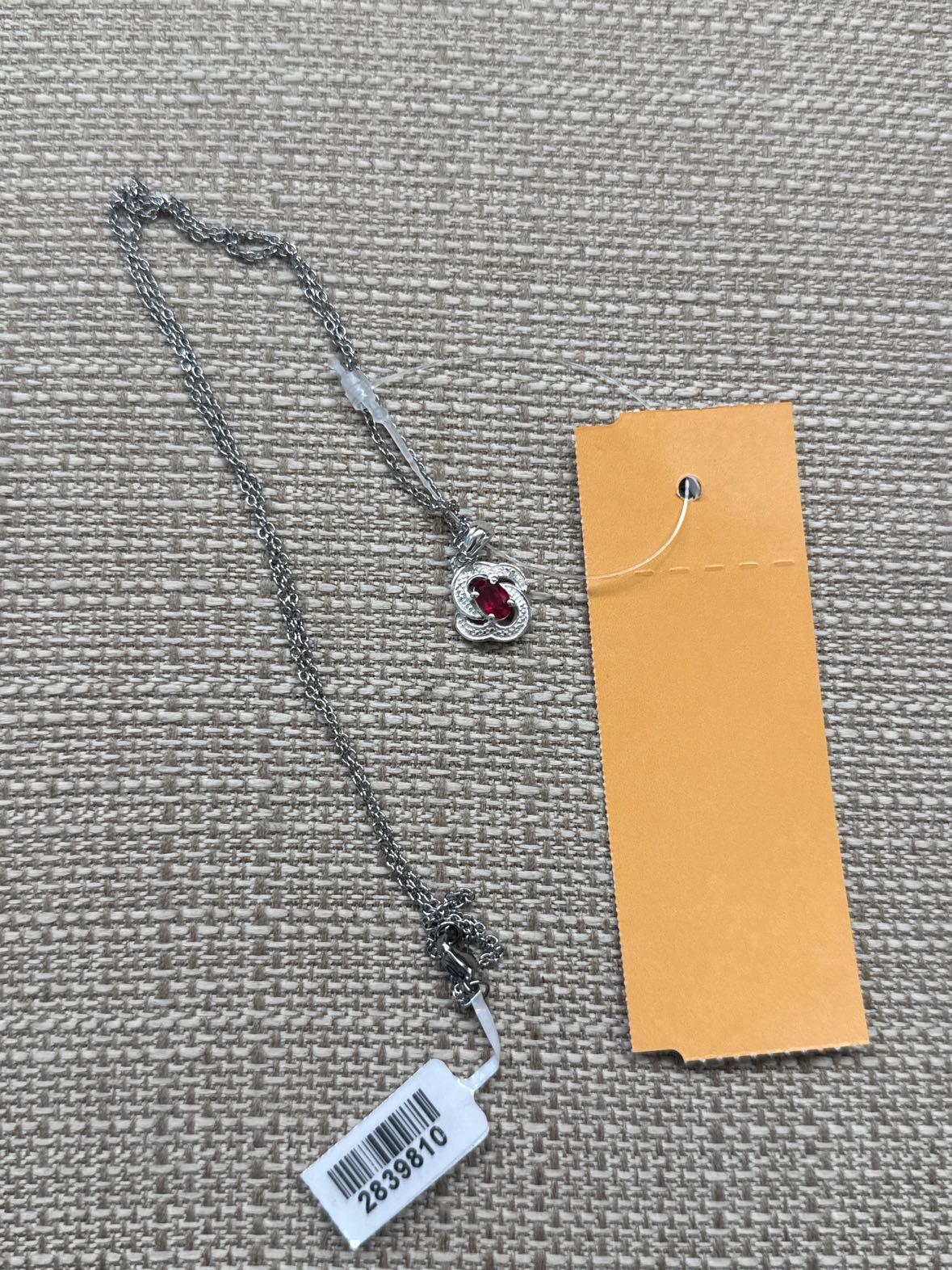 316L Stainless Steel Red Stone Necklace