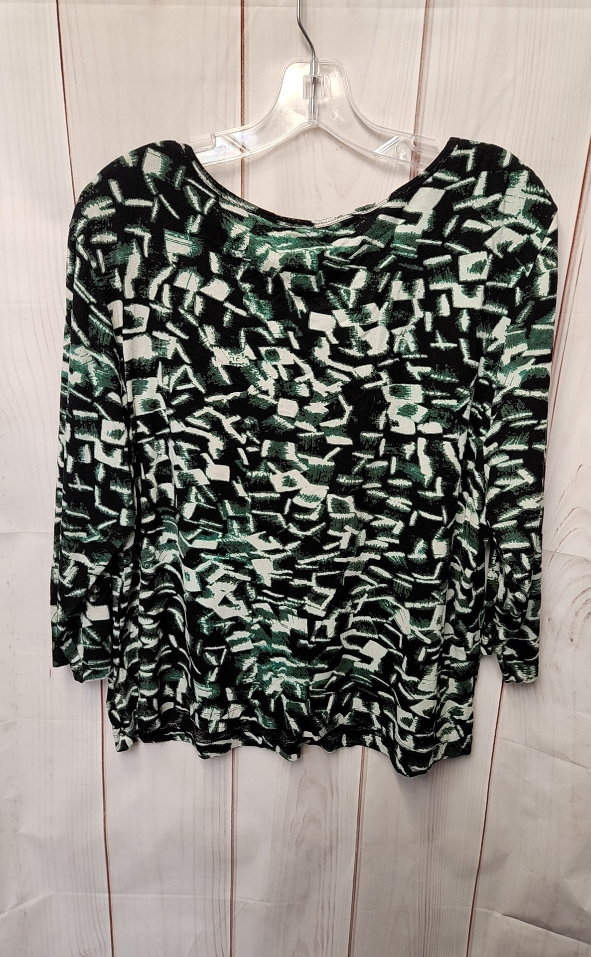 Chico's Women's Size 3 = US XL Black & Green 3/4 Sleeve Top