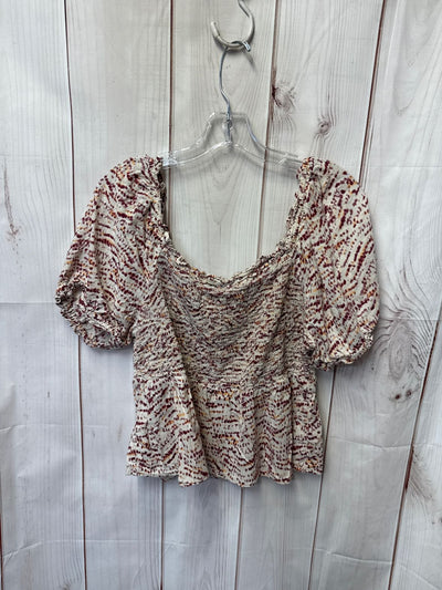 Old Navy Women's Size L Beige & Pink Short Sleeve Top