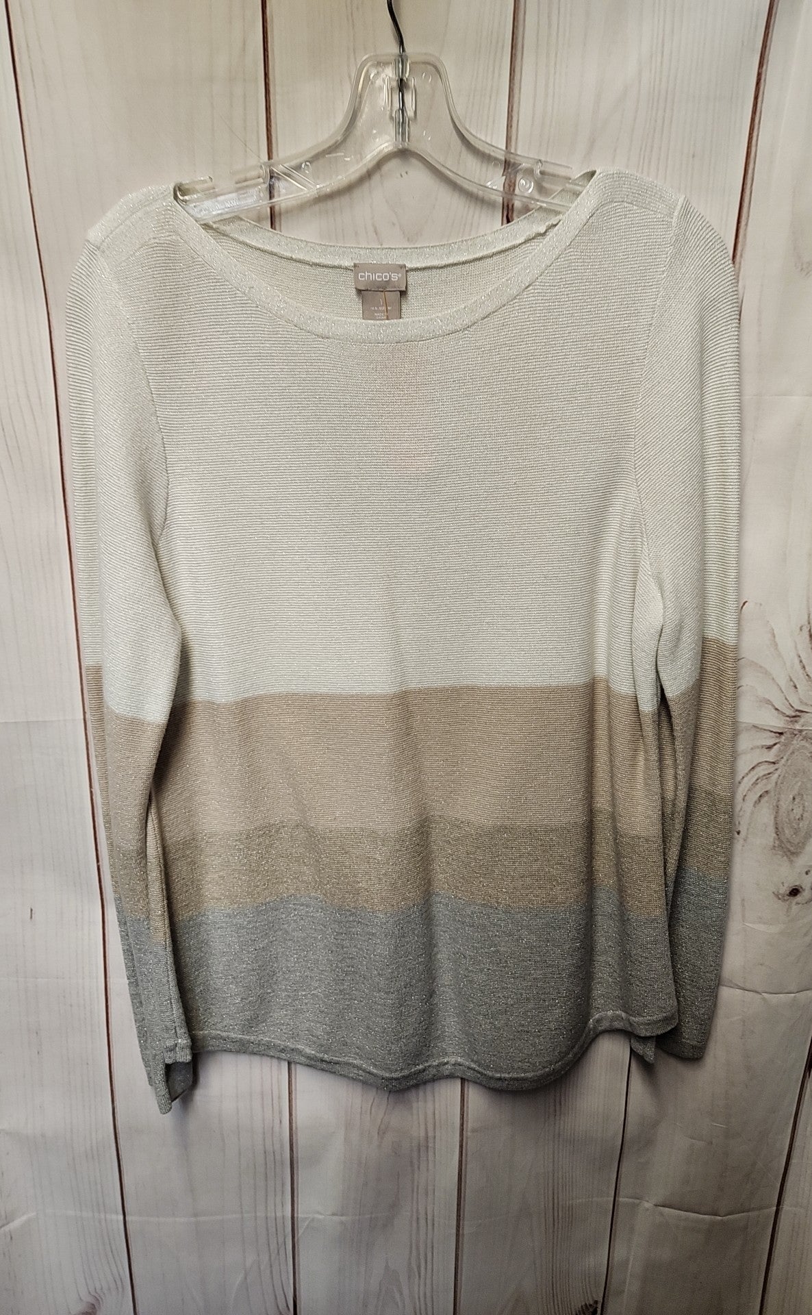 Chico's Women's Size 1 = US M White & Tan Sweater