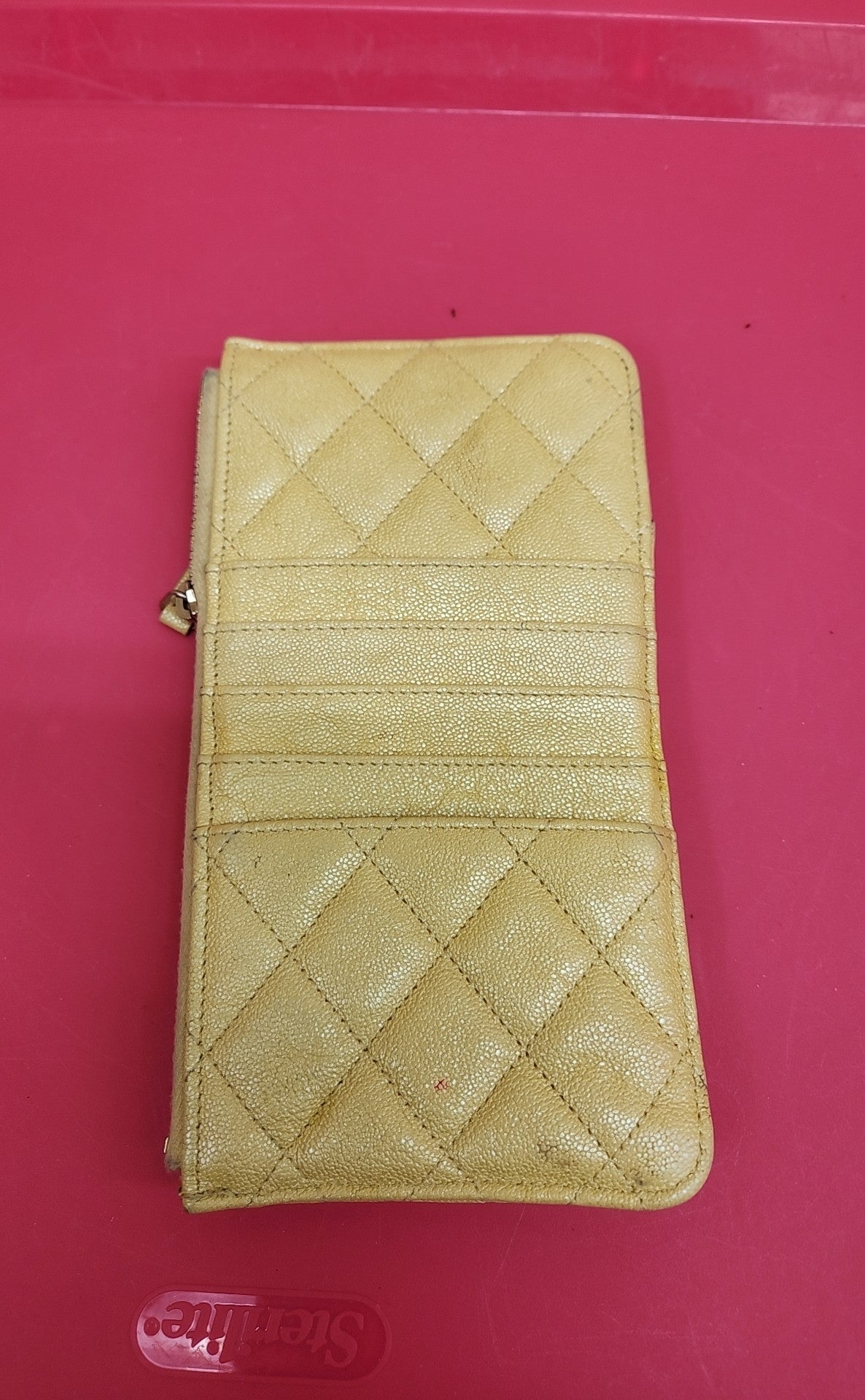 Chanel Yellow Iridescent Caviar Quilted Wallet/Clutch Pouch Phone