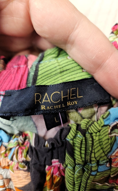 Rachel Women's Size L Blue & Pink Floral Short Sleeve Top
