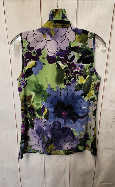 Spense Women's Size S Green & Purple Floral Sleeveless Top