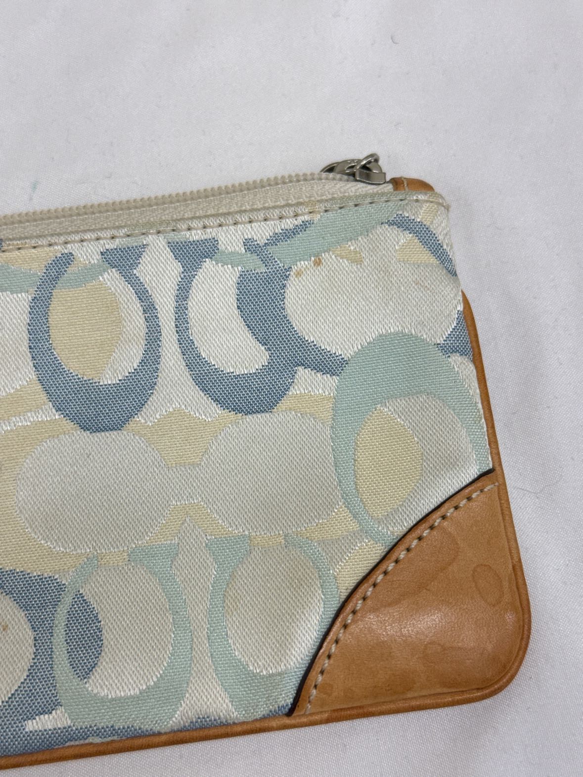 Coach Light Blue Wristlet AS IS - marks on front & back