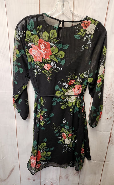 Loft Women's Size XS Petite Black Floral Dress