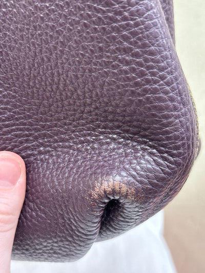 Pour la Victoire Purple Leather Hobo Shoulder Purse Bag AS IS - Wear