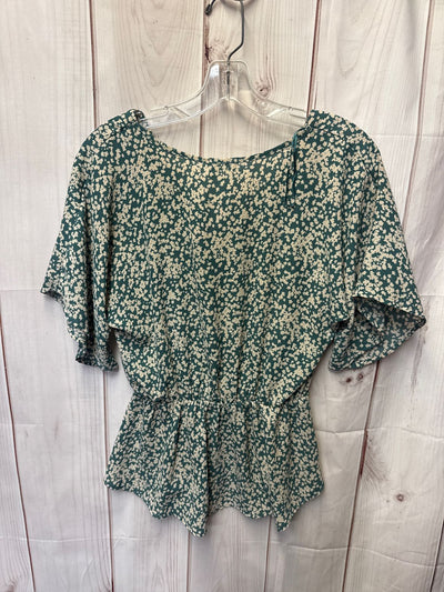 Sienna Sky Women's Size M Green Floral Short Sleeve Top