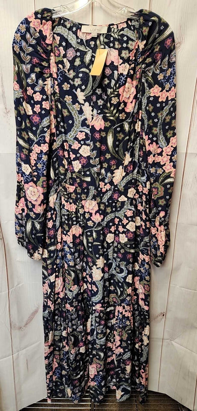 Loft Women's Size XL Navy Floral Dress