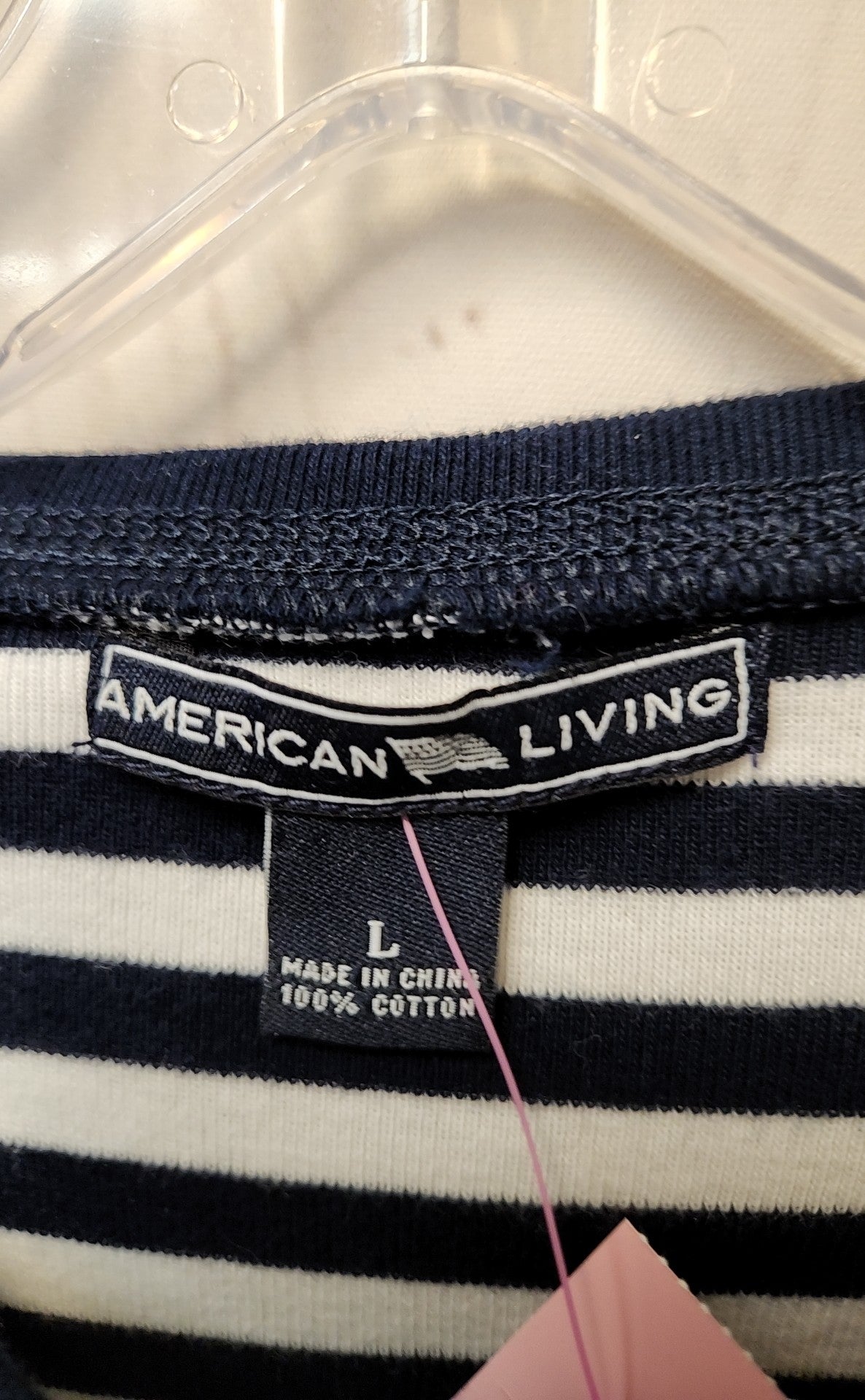 American Living Women's Size L White & Navy Dress