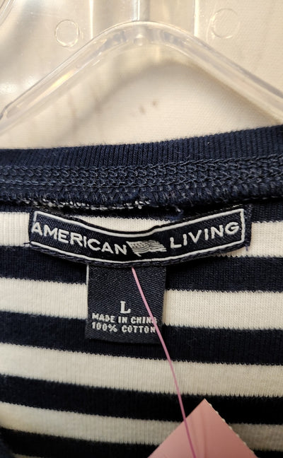 American Living Women's Size L White & Navy Dress