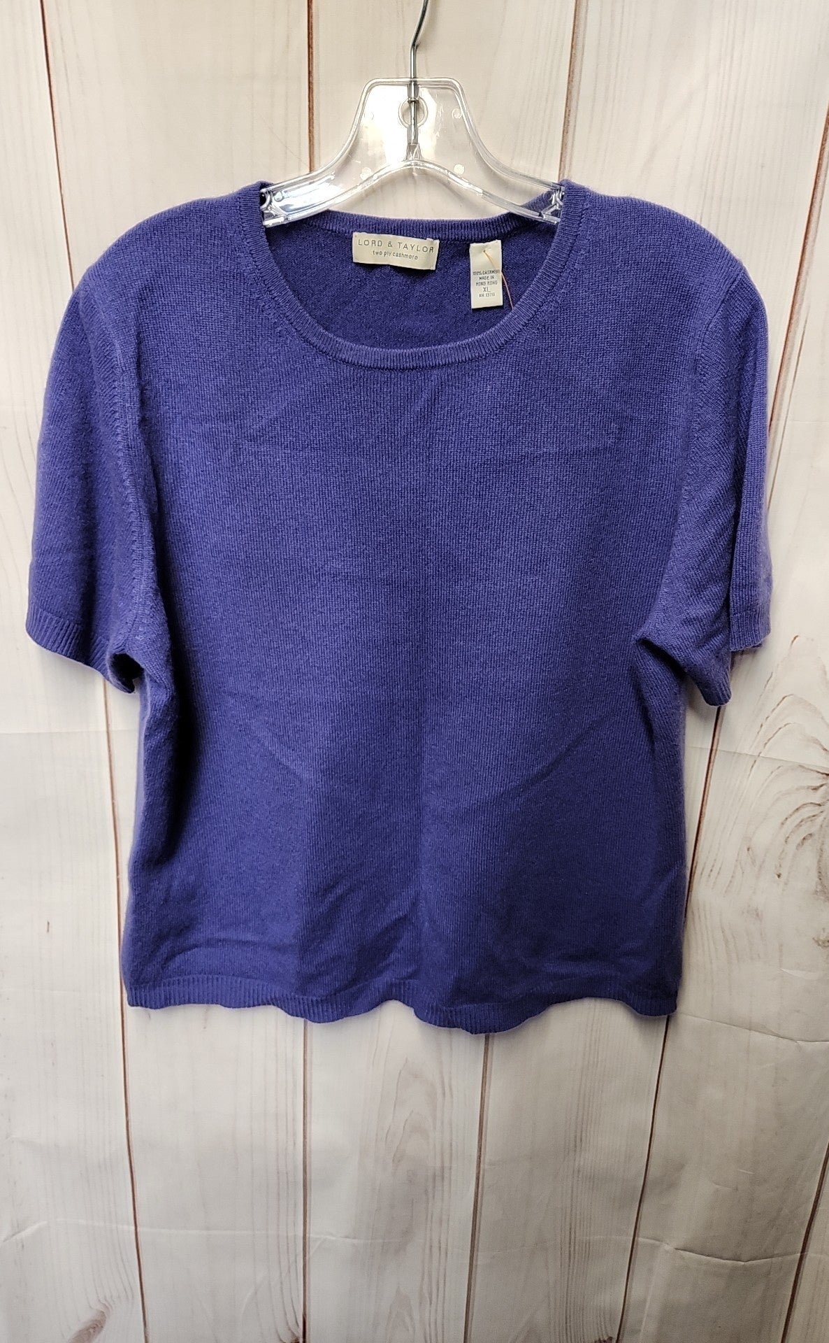 Lord & Taylor Women's Size XL Purple Cashmere Short Sleeve Top