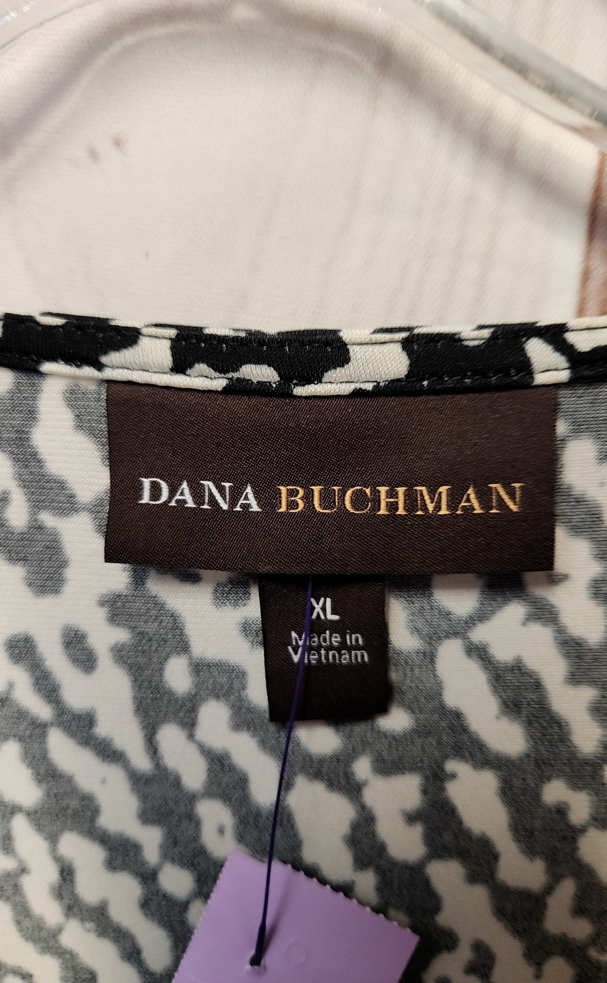 Dana Buchman Women's Size XL White & Black 3/4 Sleeve Top