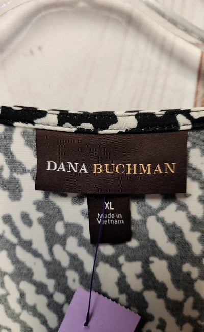 Dana Buchman Women's Size XL White & Black 3/4 Sleeve Top