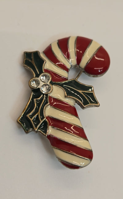 Candy Cane Brooch Pin signed RMN