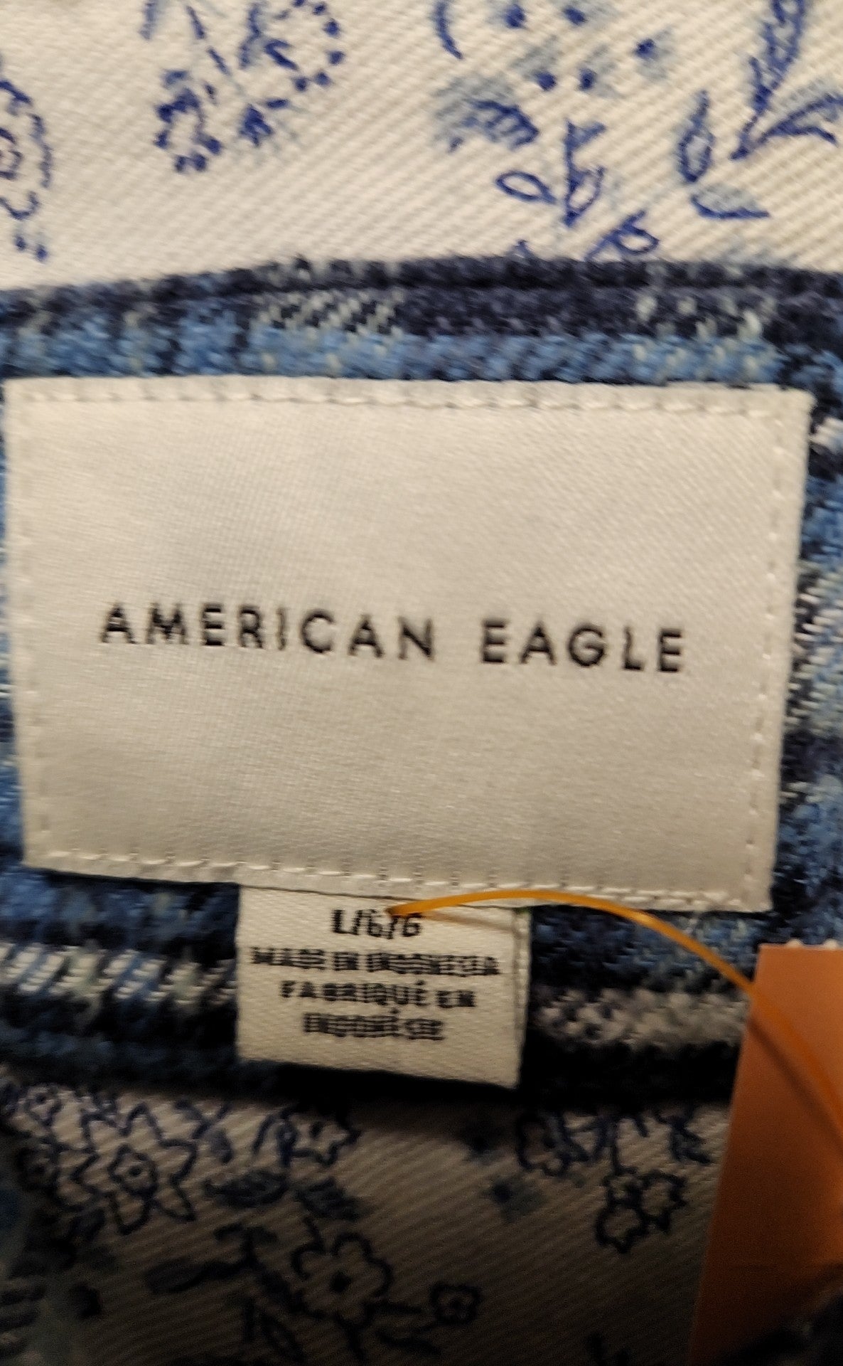 American Eagle Women's Size L Blue Long Sleeve Top Hooded Shacket