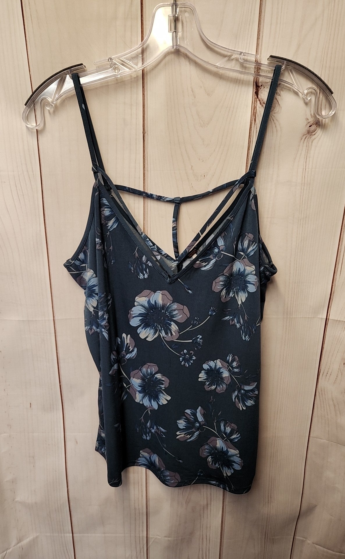 Free People Women's Size M Blue Floral Sleeveless Top