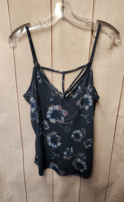 Free People Women's Size M Blue Floral Sleeveless Top